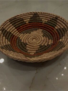 Handwoven Natural Fiber Decorative Bowl - Multi Color